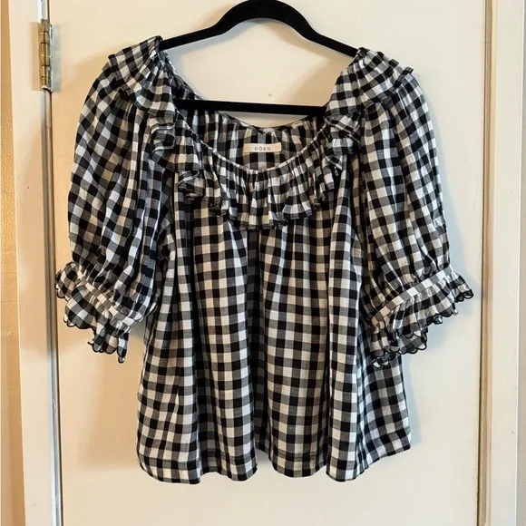 Doen Samara Ruffled Gingham Voile Blouse - Picture 6 of 11